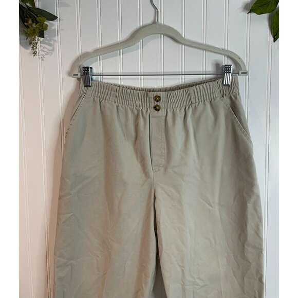 Womens Bollie Brooks Beige Elastic Waist Pants Size 12P Cotton/Polyester - Picture 3 of 13